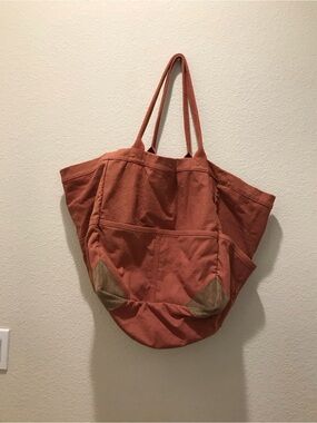 Free People Terracotta Canvas Tote with Suede Corner Accents